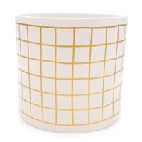 DONICZKA CERAMICZNA OSŁONKA NA KWIATY GLAMOUR 12cm BIAŁA ZŁOTA