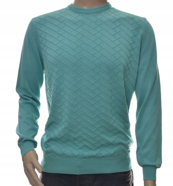 Sweter sweterek męski okrągły pod szyją M turkus zdjęcie 1
