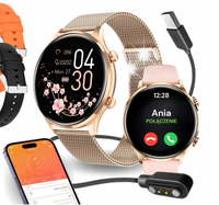 Smartwatch Damski WODOODPORNY ZEGAREK MENU PL ROZMOWY SMARTWATCH 4 PASKI