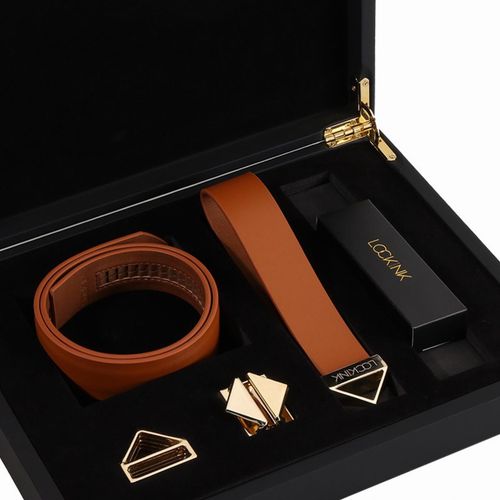 obróżka ze smyczą collar with leash set brown lockink na Arena.pl