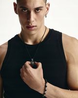 Bransoletka męska RUNES (srebro, mediolan, onyks) 17