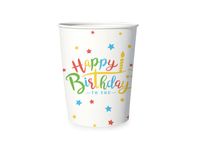 Kubeczki (Kubki), Kolorowe urodziny "Happy Birthday", 220 ml, 6 szt.