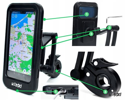WODOSZCZELNY UCHWYT DO NAWIAGACJI TELEFONU I SAKWA DO KIEROWNICY HULAJNOGI na Arena.pl