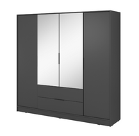 Szafa 4- Drzwiowa z Lustrami i Szufladami 206 cm Grafit KALI PS - 4 Kolory