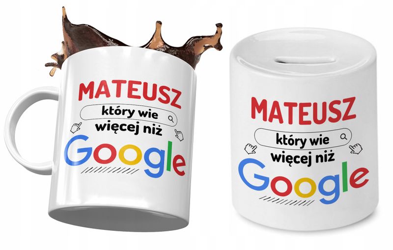 Dla Mateusza Zestaw Kubek + Skarbonka Na Prezent Z Nadrukiem Ze Zdjęciem zdjęcie 1