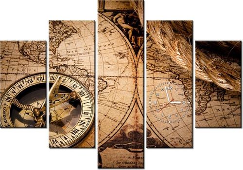 105CM 150CM ZEGAR 5 ELEM MAPA ŚWIATA DRUK OBRAZ na Arena.pl
