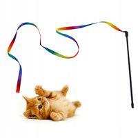 WSTĄŻKA Zabawka dla KOTA Wędka KIJEK do zabawy RÓŻDŻKA Teaser KIJEK