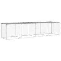 Klatka dla kurcząt, z dachem, jasnoszara, 403x98x90 cm, stal