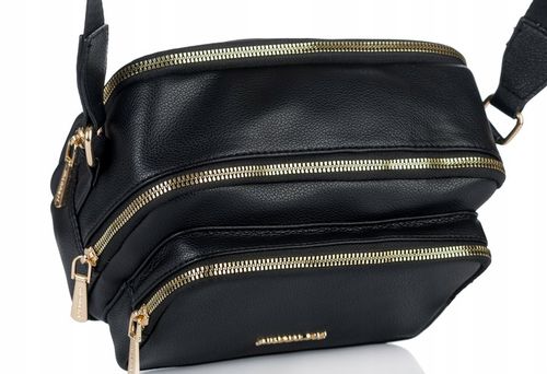 MONNARI Torebka na ramię LISTONOSZKA Pojemna DWUKOMOROWA PASEK LOGO PREMIUM na Arena.pl