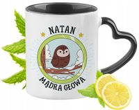 Kubek Czarny Z Uszkiem W Kształcie Serca Dla Natana Idealny Na Prezent