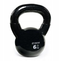 Kettlebell żeliwny TREXO 6 kg Oznaczenie wagi Okrągły szeroki uchwyt