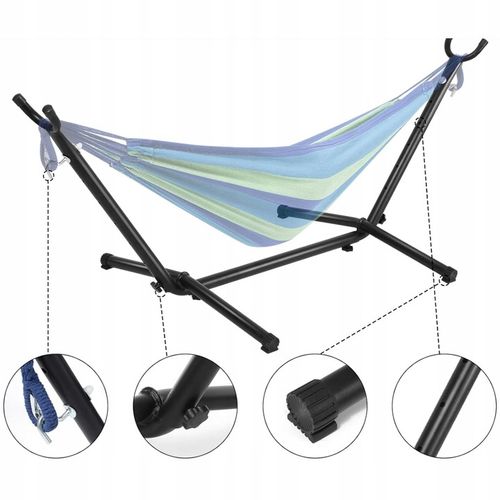 HAMAK OGRODOWY ze stelażem dwuosobowy brazylijski DUŻY RED GARDEN ZESTAW na Arena.pl