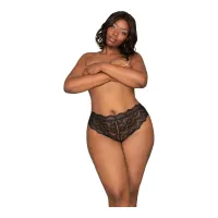 dreamgirl majtki z otwartą strefą, model plus size 3xl, czarne