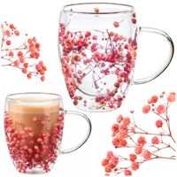Szklanka termiczna do kawy 300 ml filiżanka z podwójnym dnem na herbatę, z kwiatami