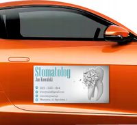 Magnes na samochód reklama magnetyczna 60x30 STOMATOLOG twoje dane