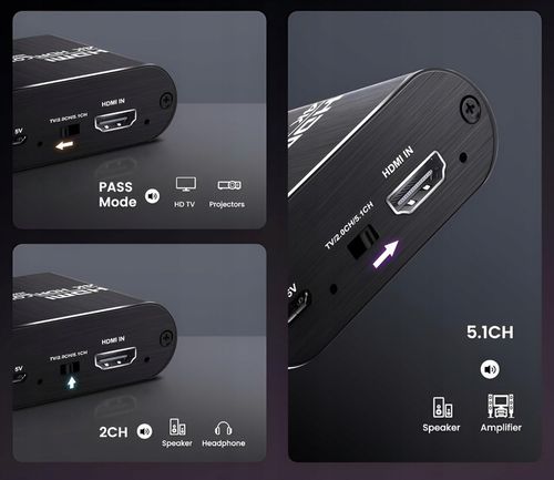 Ekstraktor HDMI 2.0 TOSLINK KONWERTER OPTYCZNY JACK AUX HDCP 4K na Arena.pl