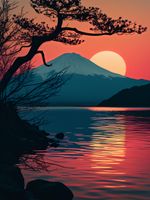 Plakat 60x80cm Góra Wieczorem