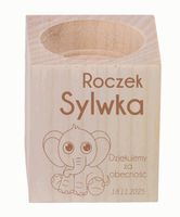 GRAWER ŚWIECZNIK drewniany podziękowania NA ROCZEK dziecka z imieniem
