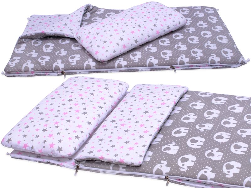 ŚPIWÓR bawełniany BOBO 155x70cm zima/lato SZARY W SŁONIE z gwiazdkami zdjęcie 1