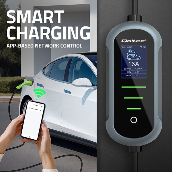 Qoltec Mobilna ładowarka EV 22kW | Typ2 | Wi-Fi | 7m zdjęcie 7
