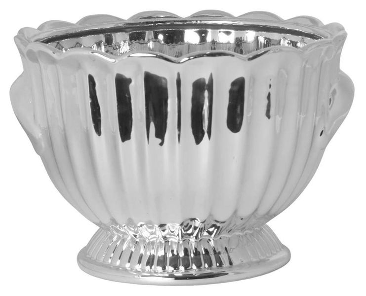 Doniczka ceramiczna srebrna mała zdjęcie 1