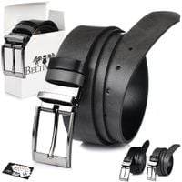 Beltimore pasek męski skórzany dwustronny czarno-szary W11 : Kolory - czarny, Rozmiar pasków - r.85-100 cm