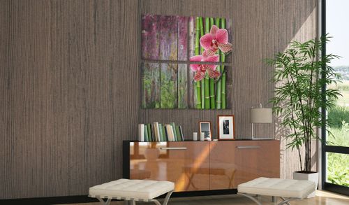 Obraz - Bambus i orchidea Rozmiar - 40x40 na Arena.pl