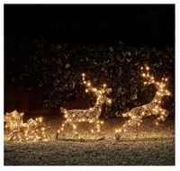 Dekoracja świąteczna rodzina renifer LED z saniami 24v