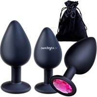 Zestaw 3 Silikonowych Korków Analnych Z Kryształem S M L