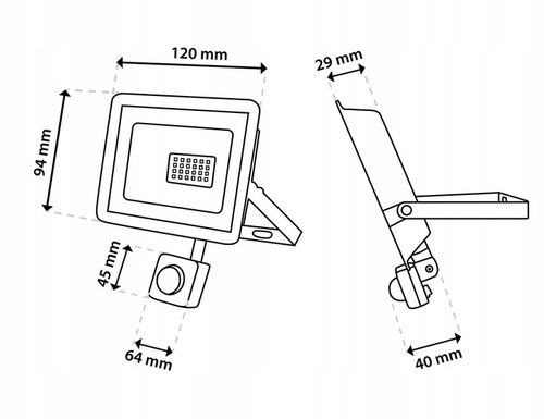 Naświetlacz LED 20W HALOGEN LAMPA ZEWNĘTRZNA REFLEKTOR z CZUJNIKIEM RUCHU na Arena.pl