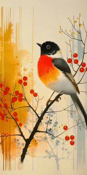 Plakat 50x100cm Jesienny Rudzik zdjęcie 1
