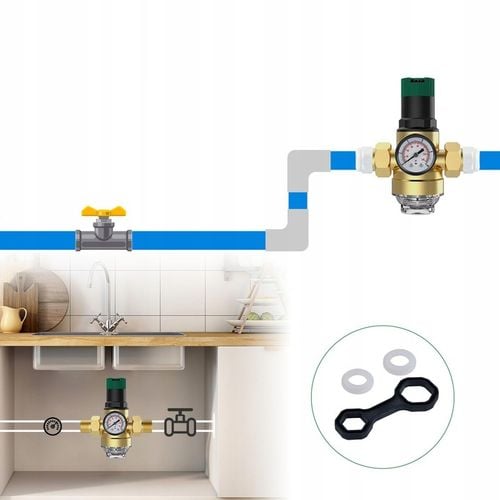 REDUKTOR CIŚNIENIA WODY MOSIĘŻNY 1" DN25 Z FILTREM I MANOMETREM 3/4 na Arena.pl