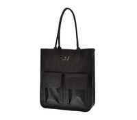 Laura Biaggi - torebka shopper dwie kieszenie czarny groszek mat AB319