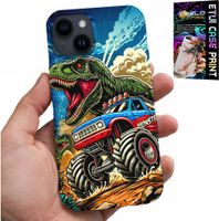 ETUI DO IPHONE 15 -DINOZAUR W MONSTERTRUCKU WZORY DLA DZIECI