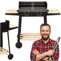 Grill ogrodowy, węglowy z widelcami do opiekania mięsa, ruszt z regulowaną wysokością, przenośny