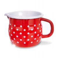 Kubek emaliowany 800ml 10cm czerwony grochy ORION 113136