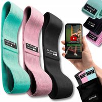 ZESTAW 3 GUMY DO ĆWICZEŃ GUMY OPOROWE MATERIAŁOWE HIP BAND FITNESS ALPHA