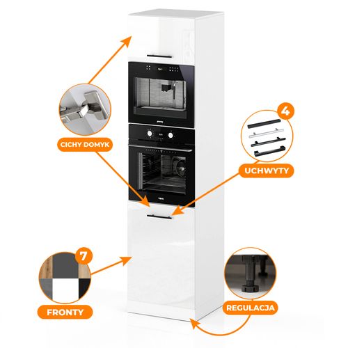 Słupek Kuchenny Stojący 60cm Piekarnik Mikrofala S60m Spremium Biały Połysk na Arena.pl