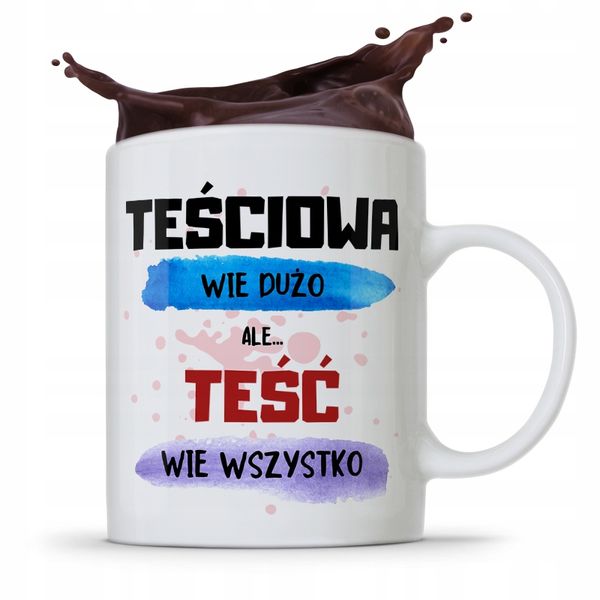 Kubek Prezent Dla Teścia Teść Wie Wszystko Prezent Z Nadrukiem Ze Zdjęciem zdjęcie 1