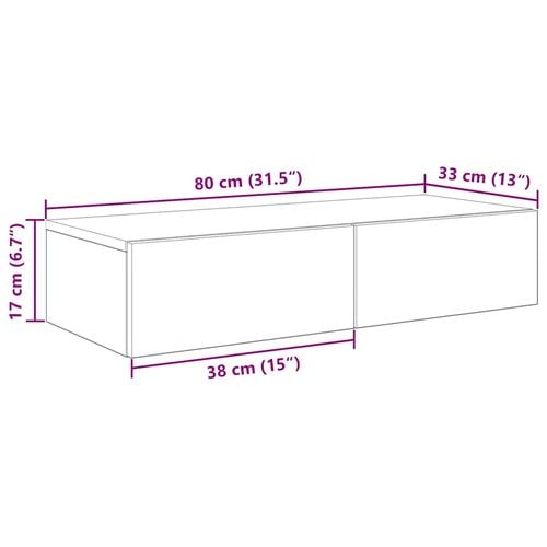 Półka ścienna z szufladami, szary dąb sonoma, 80x33x17 cm na Arena.pl
