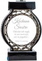 Znicz z personalizacją imię, data, sentencja pamiątka na grób DLA SIOSTRY