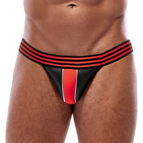 svenjoyment jockstrap męski s/m czarno-czerwony neoprenowy design na Arena.pl