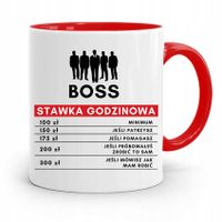 Kubek Czerwony Dla Szefa Stawka Godzinowa Prezent Z Nadrukiem Ze Zdjęciem