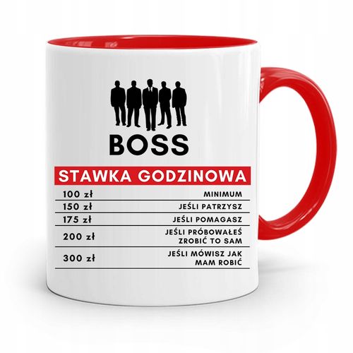 Kubek Czerwony Dla Szefa Stawka Godzinowa Prezent Z Nadrukiem Ze Zdjęciem na Arena.pl