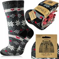 3x Zimowe Skarpety Wełniane Alpaka Bezuciskowe Termo Ciepłe Naturalne