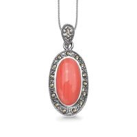 srebrny wisiorek z koralem i markazytami