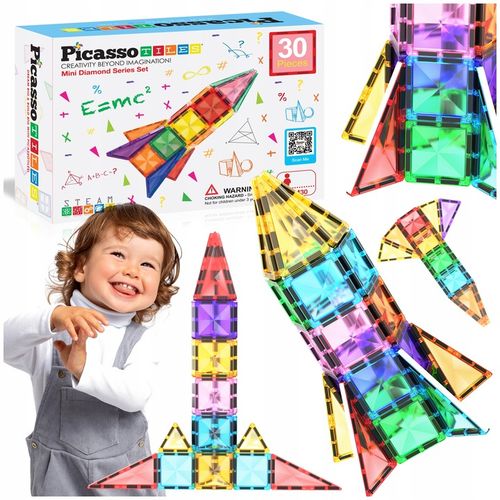 Klocki magnetyczne konstrukcyjne wersja podróżna dla dzieci edukacyjne 30el na Arena.pl