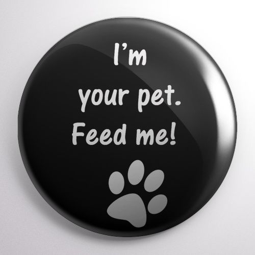 Przypinka I'm your pet, feed me na Arena.pl
