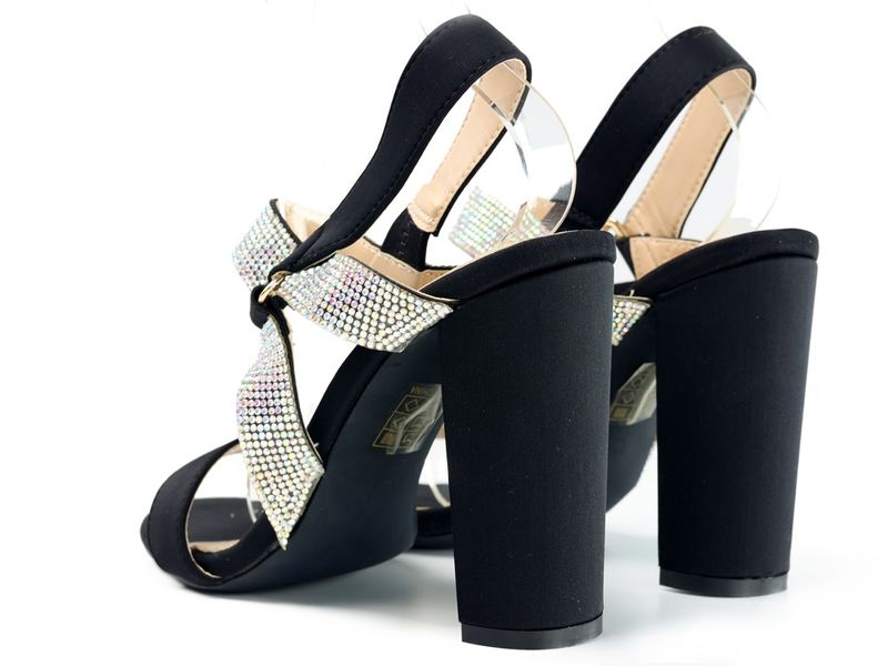 Czarne sandały na supku z cyrkoniami 38 zdjęcie 7