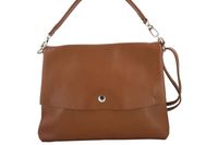 Duża torebka klasyczna ze skóry naturalnej miękkiej - Brązowa jasna